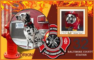 Souvenir Sheet, Dogs Working Firedogs, Niger,  , Animals (Fauna), Dogs, Fire-brigade