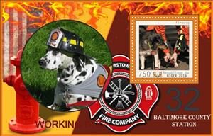 Souvenir Sheet, Dogs Working Firedogs, Niger,  , Animals (Fauna), Dogs, Fire-brigade