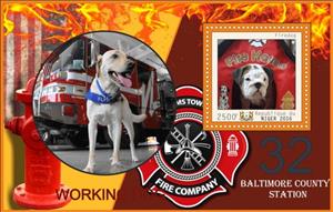Souvenir Sheet, Dogs Working Firedogs, Niger,  , Animals (Fauna), Dogs, Fire-brigade