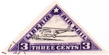 Stamp, Waco Airplane, Liberia,  , Aircrafts, Triangle Stamps