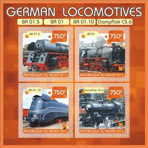 Mini Sheet, Locomotives German, Niger,  , Locomotives, Railways