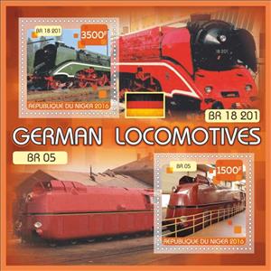 Mini Sheet, Locomotives German, Niger,  , Locomotives, Railways