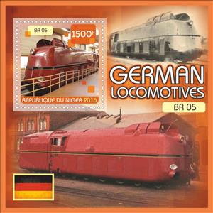 Souvenir Sheet, Locomotives German (BR 05), Niger,  , Locomotives, Railways
