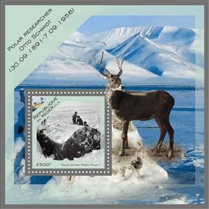 Souvenir Sheet, Otto Schmidt Polar Researcher, Niger,  , Expeditions, Explorers, Famous People, Scientists