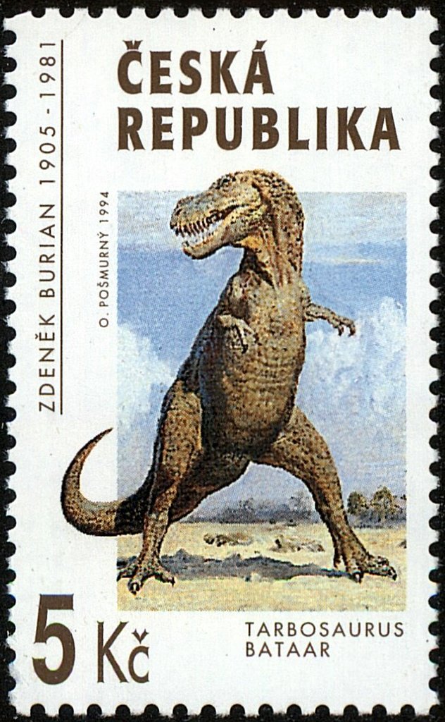 Tarbosaurus bataar, painting by Zdenék Burian