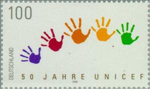 Stamp, UNICEF, Germany, Federal Republic,  , U.N.O., UNICEF, Hands, Anniversaries and Jubilees