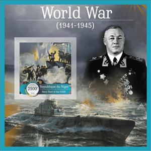 Souvenir Sheet, World War II, Niger,  , Military Forces, Second World War, Warships