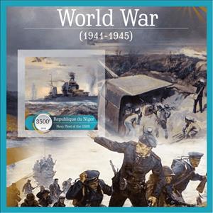 Souvenir Sheet, World War II, Niger,  , Military Forces, Second World War, Warships