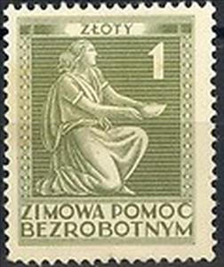 Stamp, Winter Help for the Unemployed, Poland,  , Charity, Winter, Women