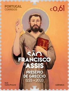 Stamp, Saint Francis of Assisi, Portugal,  , Famous People, Saints