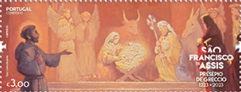Stamp, Saint Francis of Assisi Creating the Nativity Scene, Portugal,  , Famous People, Saints