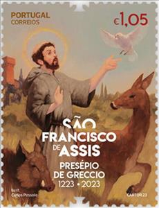 Stamp, Saint Francis of Assisi Preaching to Animals, Portugal,  , Famous People, Saints