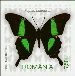 Stamp, Emerald Swallowtail (Papilio palinurus), Romania,  , Animals (Fauna), Butterflies, Insects