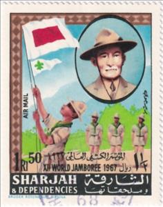 Stamp, Scout at flag parade, Sharjah,  , Famous People, Scouting