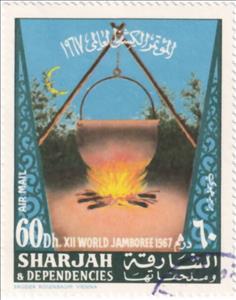 Stamp, Scout Lily Over Rocky Mountains, Sharjah,  , Scouting