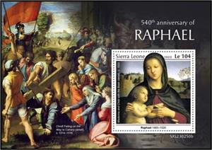 Souvenir Sheet, Raphael (1483–1520), Sierra Leone,  , Anniversaries and Jubilees, Painters