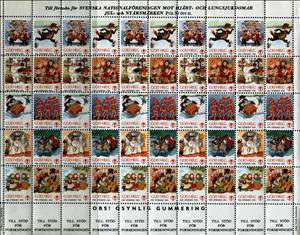 Mini Sheet, God Helg 1985/86, Sweden,  , Christmas, Tuberculosis / TBC