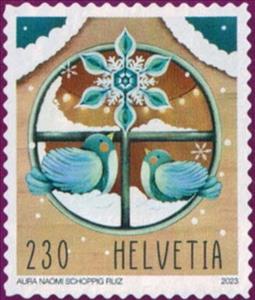 Stamp, Birds, Switzerland,  , Birds, Christmas, Snow