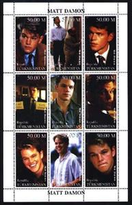 Mini Sheet, Matt Damon, Turkmenistan,  , Actors, Famous People