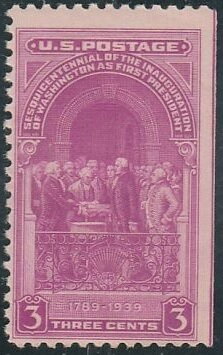Stamp, Washington Taking Oath of Office, Federal Building, New York, United States of America,  , Anniversaries and Jubilees, Famous People, Heads of State