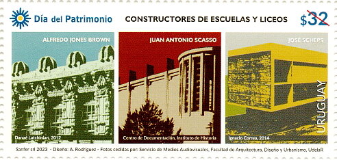 Stamp, Architects of Public Schools, Uruguay,  , Architects, Schools