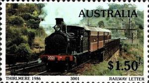 Stamp, HONGPEX '96 symbol overprint in black, Australia,  , Locomotives, Philatelic Exhibitions, Railways