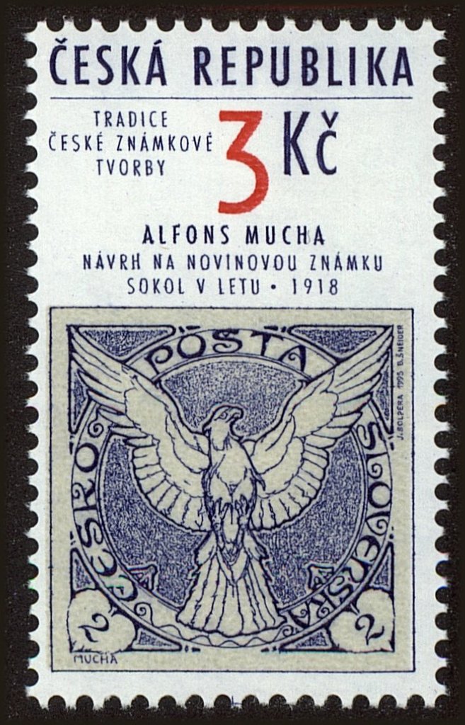 A.Mucha: The proposal of  newspaper stamp "Falcon in flight"