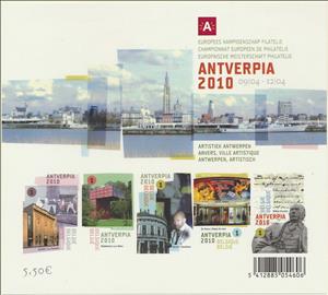 Souvenir Sheet, Antverpia 2010 - Artistic Antwerp, Belgium,  , Literature, film, Paintings, Theatre