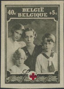 Stamp, Belgian Red Cross - Queen Elisabeth and children, Belgium,  , Famous People, Heads of State, Healthcare, Princes, Princesses, Queens, Red Cross and Red Crescent, Royalty