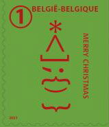 Stamp, Keyboard Character Art : Santa, Belgium,  , Christmas