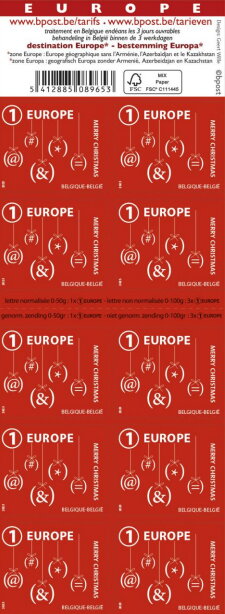 Booklet, Keyboard Character Art : Tree Ornaments, Belgium,  , Christmas