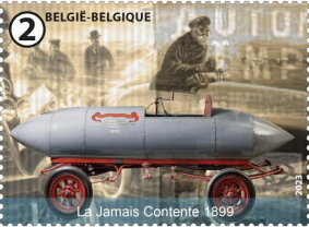 Stamp, Never Content, built by Camille Jenatzy, 1899, Belgium,  , Cars