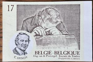 Stamp, Spinoy, Constant, Belgium,  , Engravers, Philately, Professions, Stamp Day