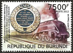 Stamp, LNER Class A4, Burundi,  , Locomotives, Railways