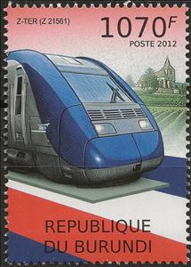 Stamp, Z-ter (z 21561), Burundi,  , Locomotives, Railways