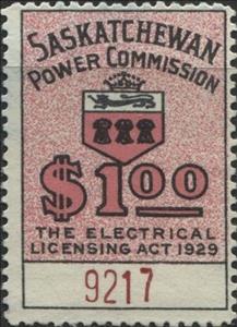 Stamp, Saskatchewan Power Commission with Coat of Arms, Canada,  , Coats of Arms