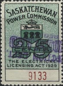 Stamp, Saskatchewan Power Commission with Coat of Arms, Canada,  , Coats of Arms