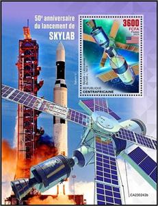 Souvenir Sheet, Skylab “Sky Laboratory”, Central African Republic,  , Anniversaries and Jubilees, Space Traveling