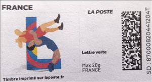 Stamp, Letter L Lutte Wrestling. Redesign without logo, France,  , Letters (Alphabet), Sports, Wrestling