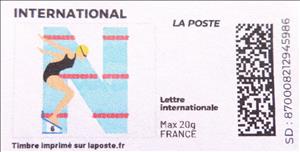 Stamp, Letter N Natation Swimming. Redesign without laposte logo, France,  , Letters (Alphabet), Sports, Swimming