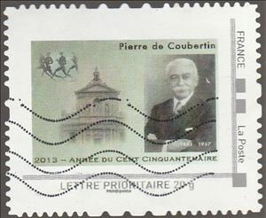 Stamp, Pierre de Cobertin Annee du cent centenaire, France,  , Anniversaries and Jubilees, Famous People