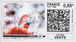 Stamp, Santa in a Snow Globe, France,  , Christmas, Santa Claus, Toys