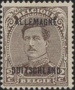 Stamp, Overprint "ALLEMAGNE DUITSCHLAND" on King Albert I, Germany, Belgian Occupation 1919-1923,  , Famous People, Heads of State, Kings, Men, Royalty