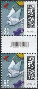 Gutter Pairs, Letters as Bird, Germany, Federal Republic,  , Birds, Letters (Mail), Stylized Animals, Sun