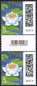 Gutter Pairs, Letters as Lotus Flower, Germany, Federal Republic,  , Aquatic Plants, Flowers, Letters (Mail), Plants (Flora)