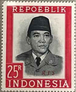 Stamp, President Sukarno, Indonesia,  , Famous People, Headgear, Heads of State, Men, Politicians, Portraits