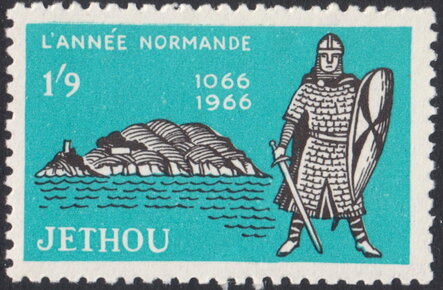 Stamp, Knight and Island, Jethou Island,  , Islands, Knights, Swords