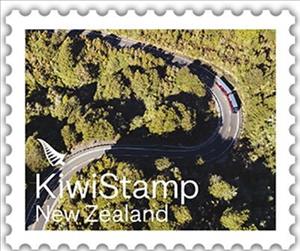 Stamp, Road and Forest, New Zealand,  , Cars, Forests, Roads, Vehicles