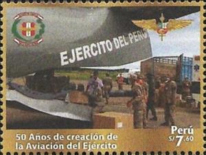 Stamp, Army Air Corps, 50 Years, Peru,  , Aircraft, Military Forces