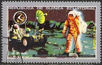 Stamp, Lunar rover, Equatorial Guinea,  , Vehicles, Space Traveling, Moon Landing, Astronauts